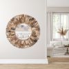 Large Round Wood Chuck Mirror 48" Diameter