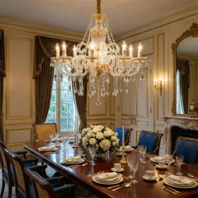 Fine Crystal and Gold Chandelier