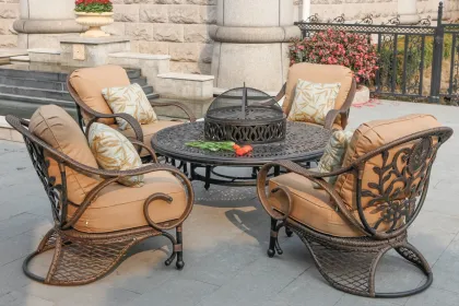 Grand Bonaire Weave Outdoor Fire Pit Table With Accessories (KIT)