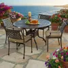 Savannah Outdoor Aluminum Round Dining Table Set of 5 (KIT)