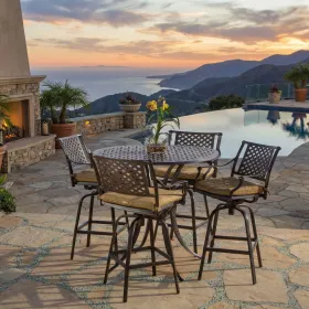 Savannah Outdoor Aluminum Bar Table Set of 5 (KIT)