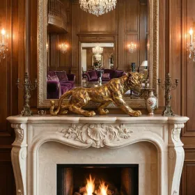 Bengal Tiger 38 Inch Long Antique Gold Finish