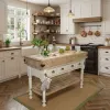 Marble Top 3 Drawer Kitchen Island In Chalk White