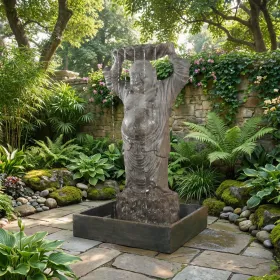 Happy Buddha Fountain Black Earthy w Pump