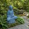 Sitting Buddha Lotus Blue Wash Finish