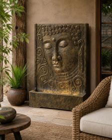 Flower Face Fountain With Pump Glossy Gold Black