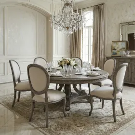 Mystique Gray Mahogany Anglia Dining Table and Chair Set of 7