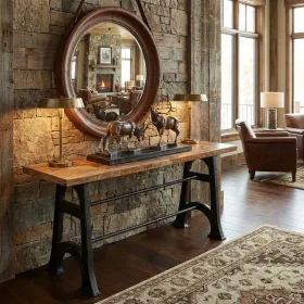 Mango Wood Industrial Console Table