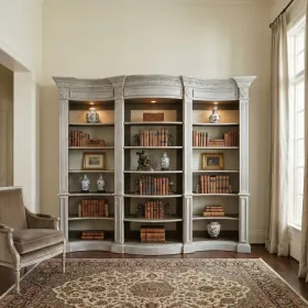Mystique Gray Buckingham Curved Library Bookcase