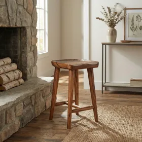 Contoured Seat Suar Wood Counter Stool