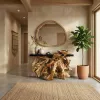 48 Inch Teak Root Console Black Resin
