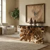 Teak Wood Pine Tree in a Stand Set of 2