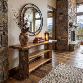 Bark TV Console Two Shelves
