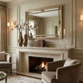 Grand Carved Console Wall Mirror-Platine