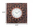 23" Square Bronze Glass Analog Wall Clock