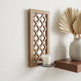 6 X 7.5 X 17 Tan Wooden Cross - Candle Holder Sconce