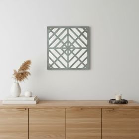 24" X 24" X 1" Blue Mirrored Square Wooden  Wall Decor