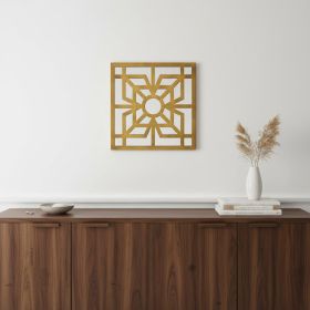 24" X 24" X 1" Bright Gold Mirrored Wooden  Wall Decor