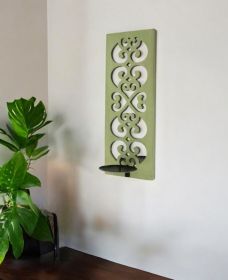 17" X 6" Green Wood Wall Decor