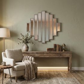 36" X 36" X 2" Silver Rustic Multi Mirrored Wall Sculpture
