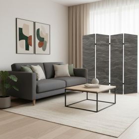 84" X 84" Multi Color Wood Canvas Black Slate  Screen