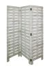 72" White Wood Folding Three Panel Screen Room Divider