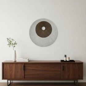 27" X 27" X 3" Brown & Gray Round Double Layer Ribbed  Wall Decor