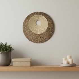 14" X 14" X 2" Brown Round Ribbed  Wall Plaque