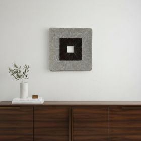 19" X 19" X 2.5" Modern Brown And Gray Ribbed Square Wall Art