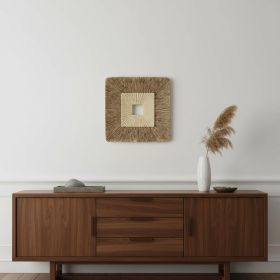 19" X 19" X 2.5" Brown Concave Square Double Layer Ribbed  Wall Plaque