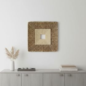 26" X 26" X 2" Brown Concave Square Double Layer Ribbed  Wall Plaque