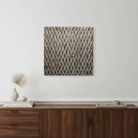 24" X 24" X 1" Raw Wood Look Silver Finish Square Wall Art Medium