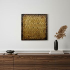 24" X 24" X 1" Raw Wood Look Gold Finish Square Wall Art Medium