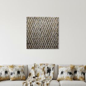 36" X 36" X 1" Raw Wood Look Silver Finish Square Wall Art