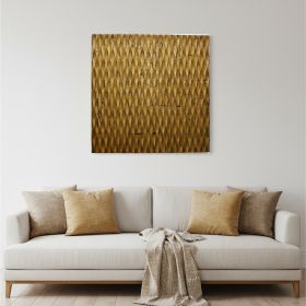 36" X 36" X 1" Raw Wood Look Gold Finish Square Wall Art