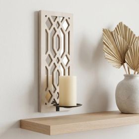 17.25 X 5.25 X 6.25 White Wooden Cross - Candle Holder Sconce