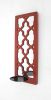 17" Red And Silver Geometric Solid Wood Wall Sconce Candle Holder