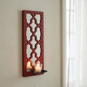 17 X 5 X 6 Red  Mirrored - Candle Holder Sconce