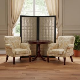 59" X 67" Gold Wood & Fabric  Screen