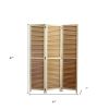 67" Natural Wood Folding Three Panel Screen Room Divider