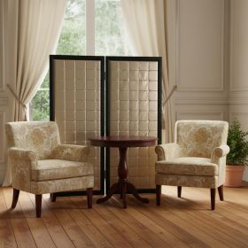 59" X 84" Gold Wood & Fabric  Screen