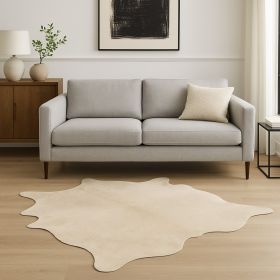 6' X 7' Off White Natural Cowhide Area Rug