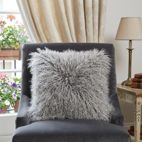 18" Gray Sheepskin Throw Pillow