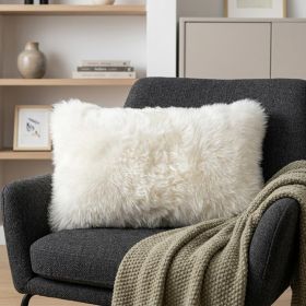 12" X 20" Natural Sheepskin Throw Pillow