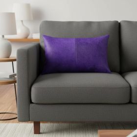Hand Stitched Purple Natural Cowhide Decorative Lumbar Pillow