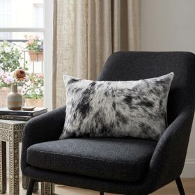 18" X 18" X 5" Salt And Pepper Black And White Cowhide  Pillow