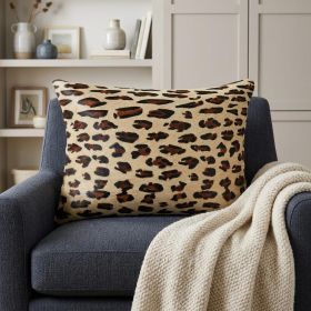 12" X 20" Black and Orange Cowhide Throw Pillow