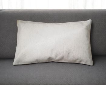 12" X 20" Off White Cowhide Pillow