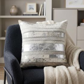 18 X 18 Gray Cowhide Throw Pillow
