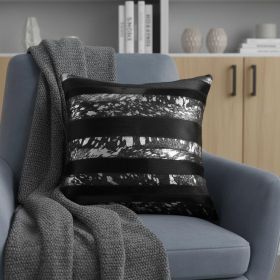 18" X 18" X 5" Black And Silver  Pillow